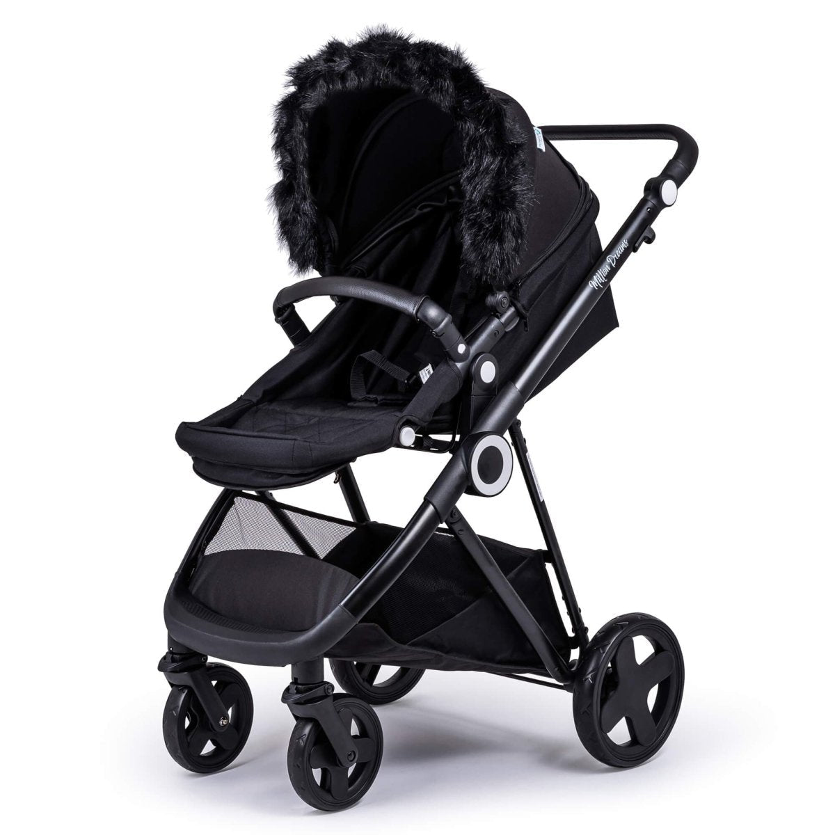 Pram Fur Hood Trim – Universal Attachment, Dark or Light Grey