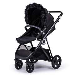 Pram Fur Hood Trim – Universal Attachment, Dark or Light Grey