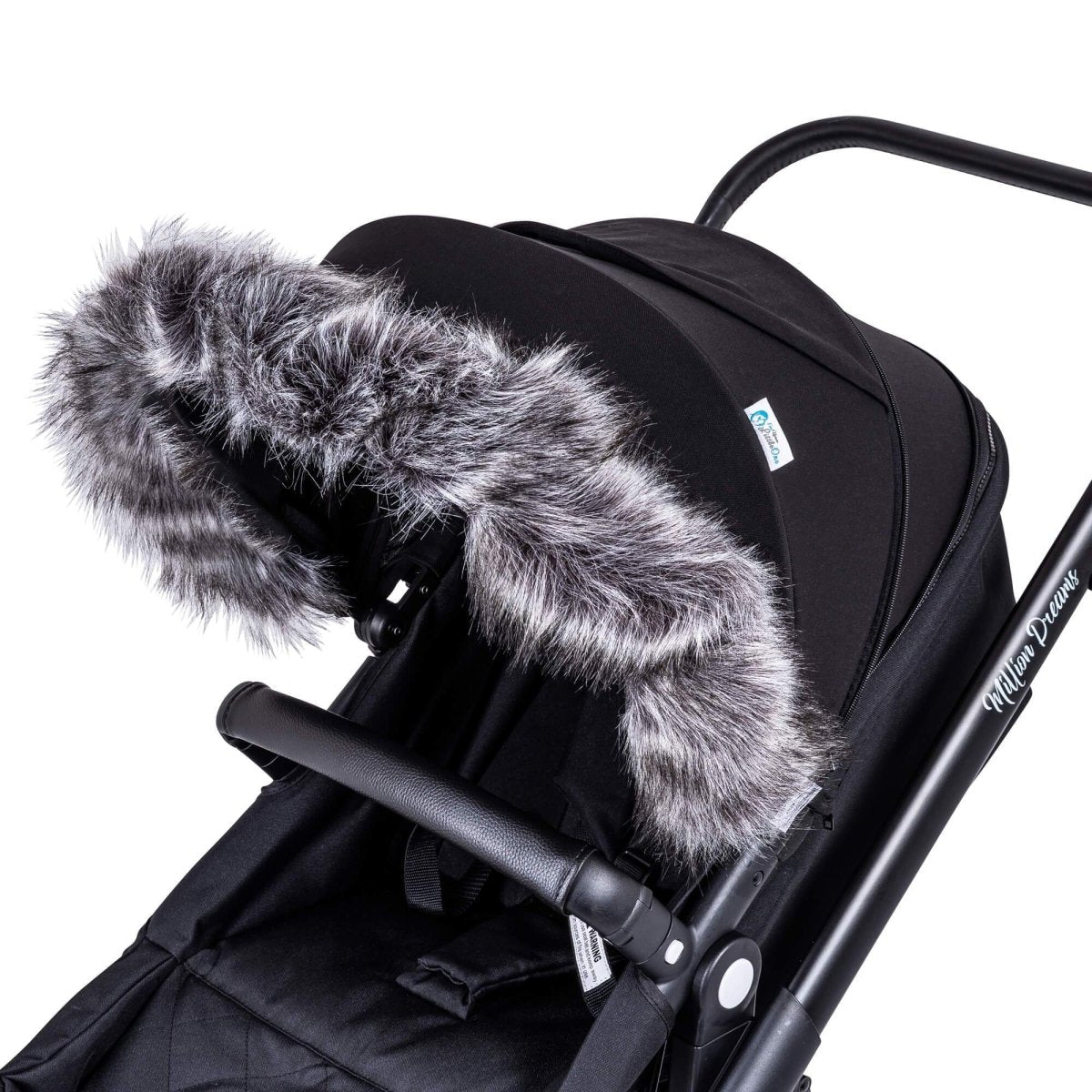 Pram Fur Hood Trim – Universal Attachment, Dark or Light Grey