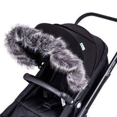Pram Fur Hood Trim – Universal Attachment, Dark or Light Grey
