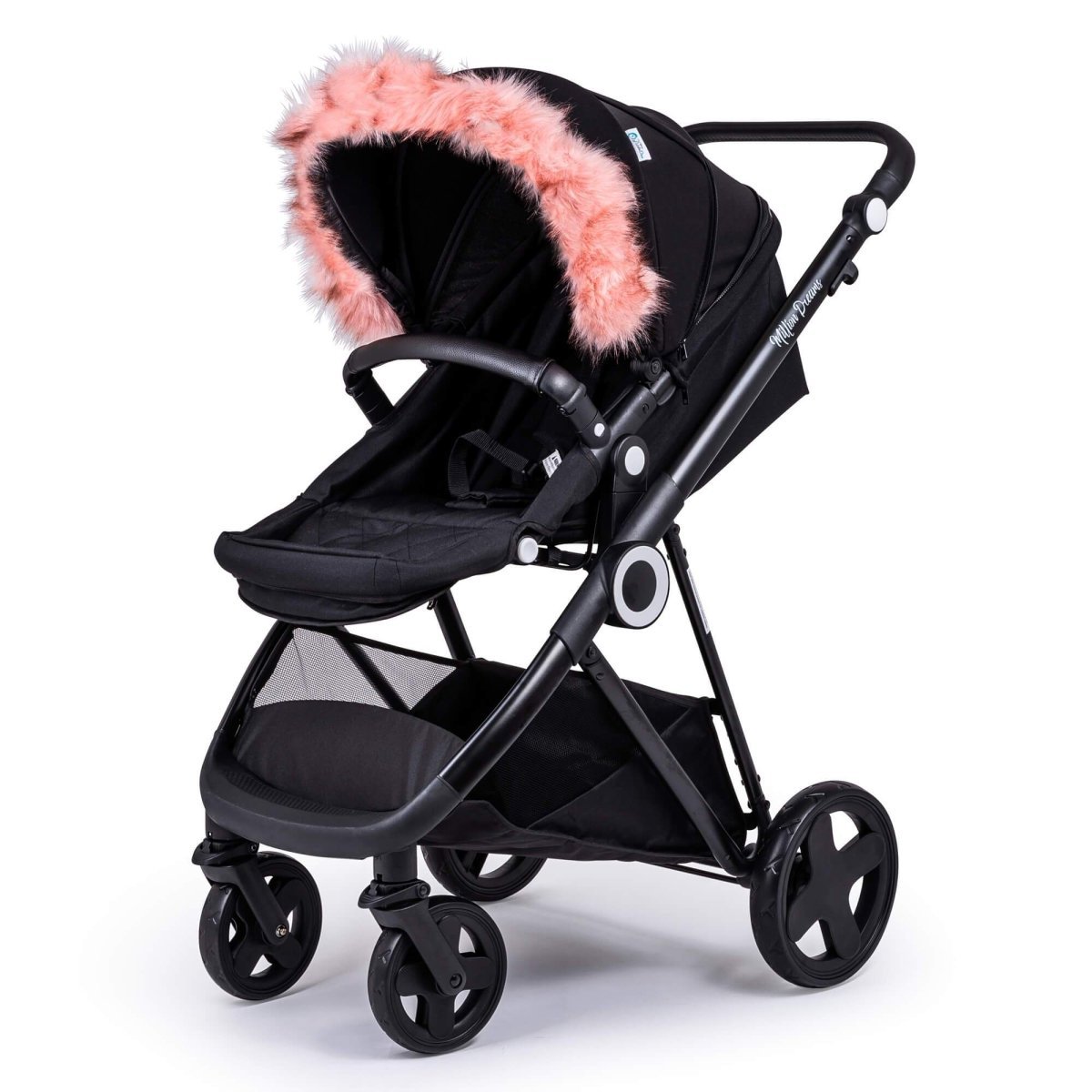 Pram Fur Hood Trim – Universal Attachment, Dark or Light Grey