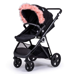 Pram Fur Hood Trim – Universal Attachment, Dark or Light Grey