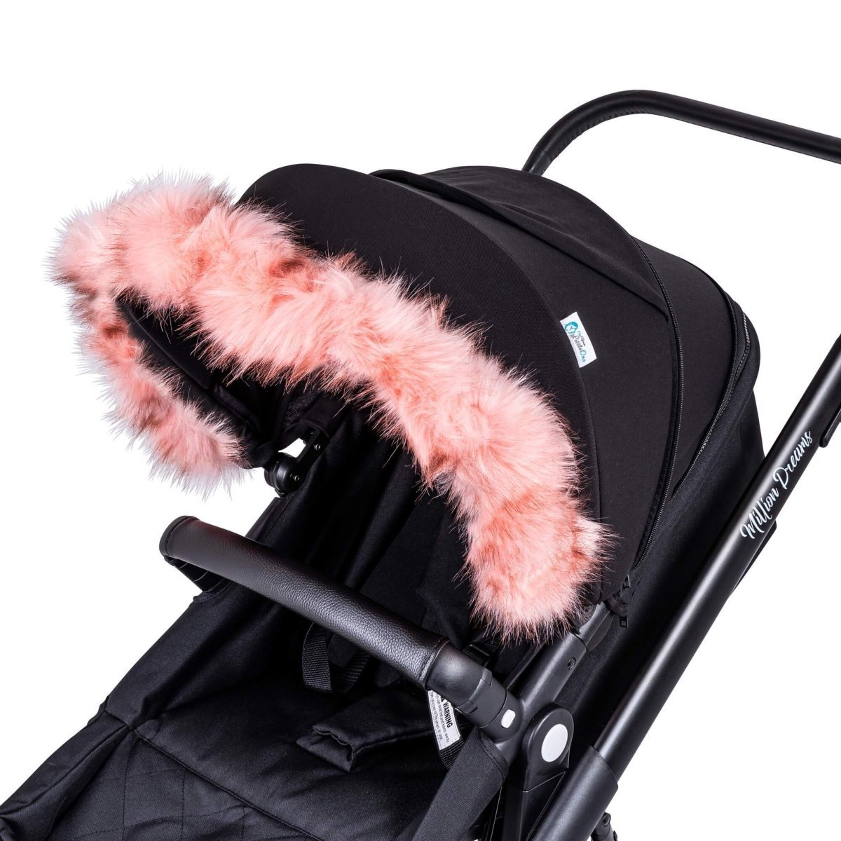 Pram Fur Hood Trim – Universal Attachment, Dark or Light Grey