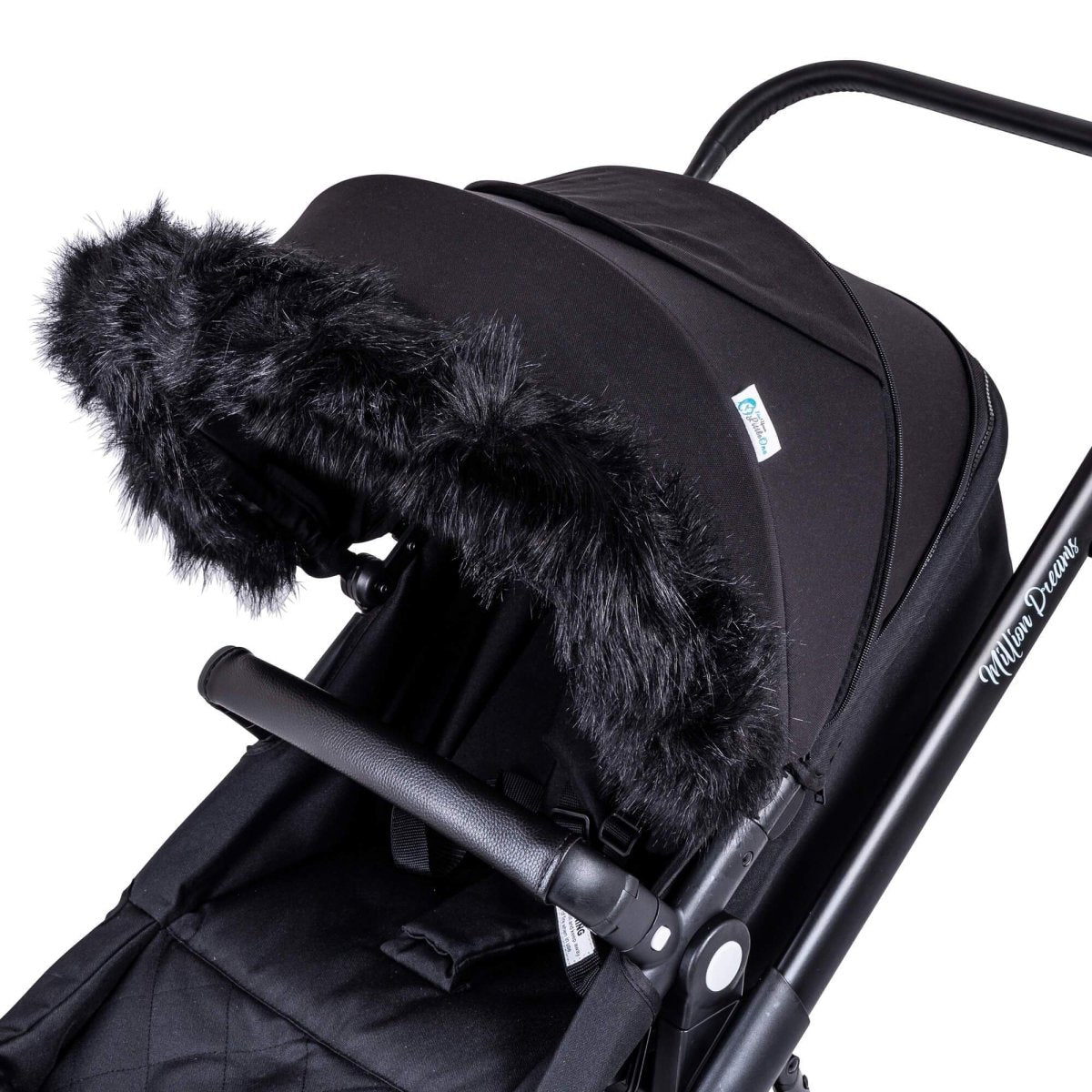Pram Fur Hood Trim – Universal Attachment, Dark or Light Grey
