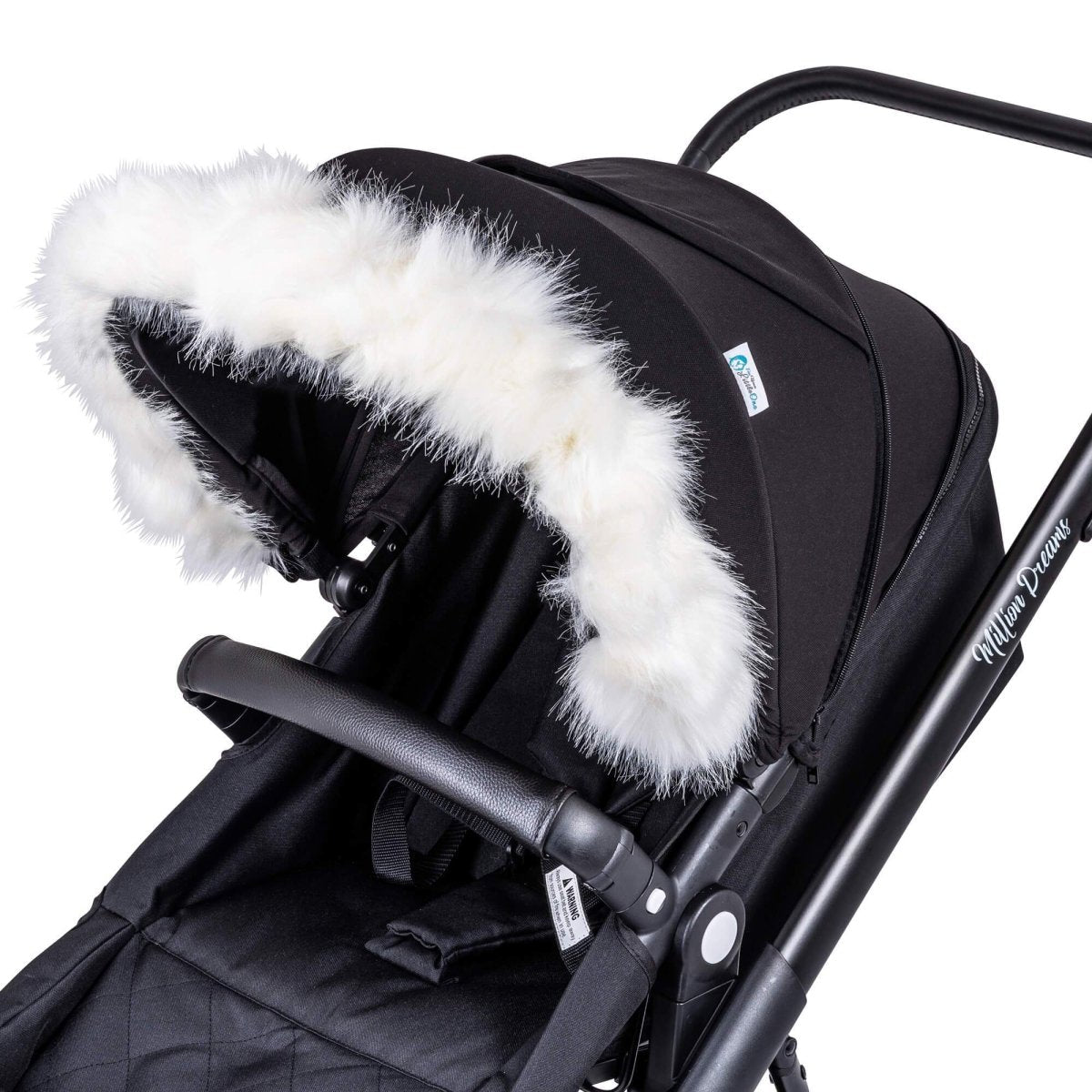 Pram Fur Hood Trim – Universal Attachment, Dark or Light Grey