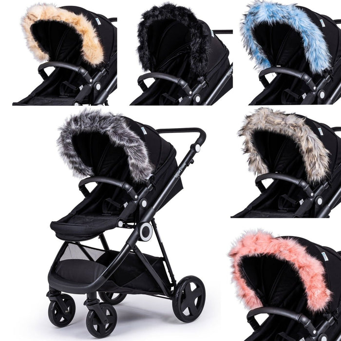Pram Fur Hood Trim, Universal Attachment, Dark or Light Grey
