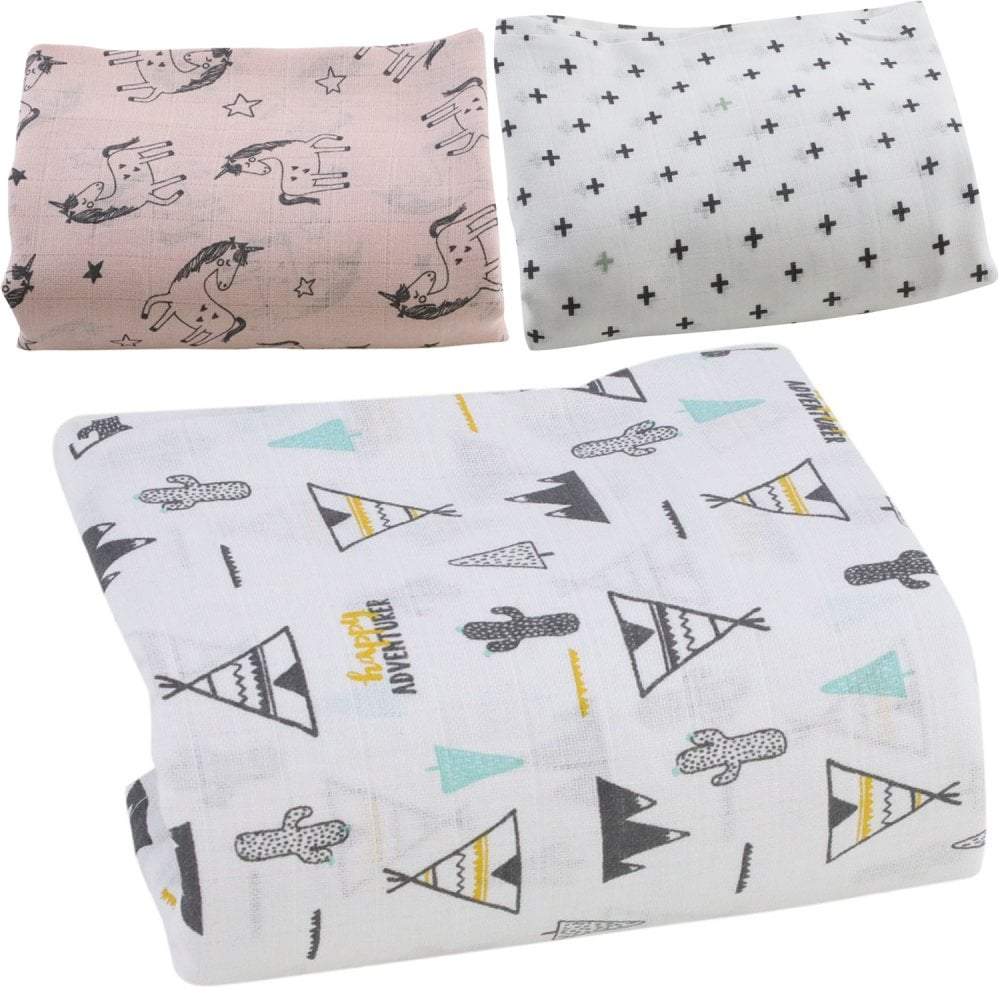 Printed Muslin Squares 80x80cm – 100% Cotton Multipack