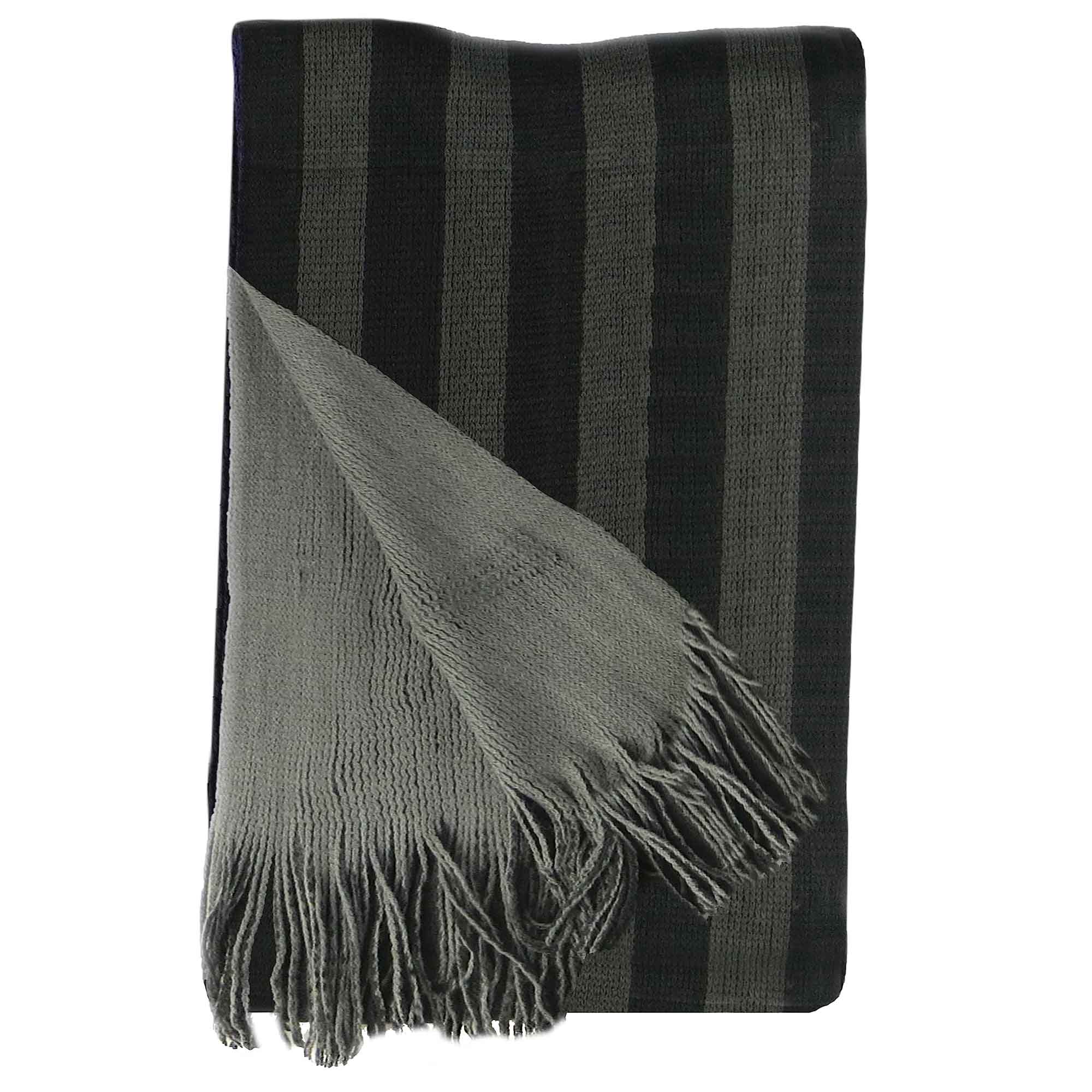 Men's Reversible Stripe Design Scarf Soft Woven Acrylic Winter Accessory