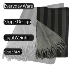Men's Reversible Stripe Design Scarf Soft Woven Acrylic Winter Accessory