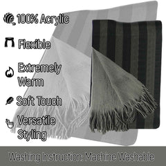 Men's Reversible Stripe Design Scarf Soft Woven Acrylic Winter Accessory