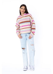 Sisstrevolution Women's Seabrook Striped Hooded Jumper, Polyester