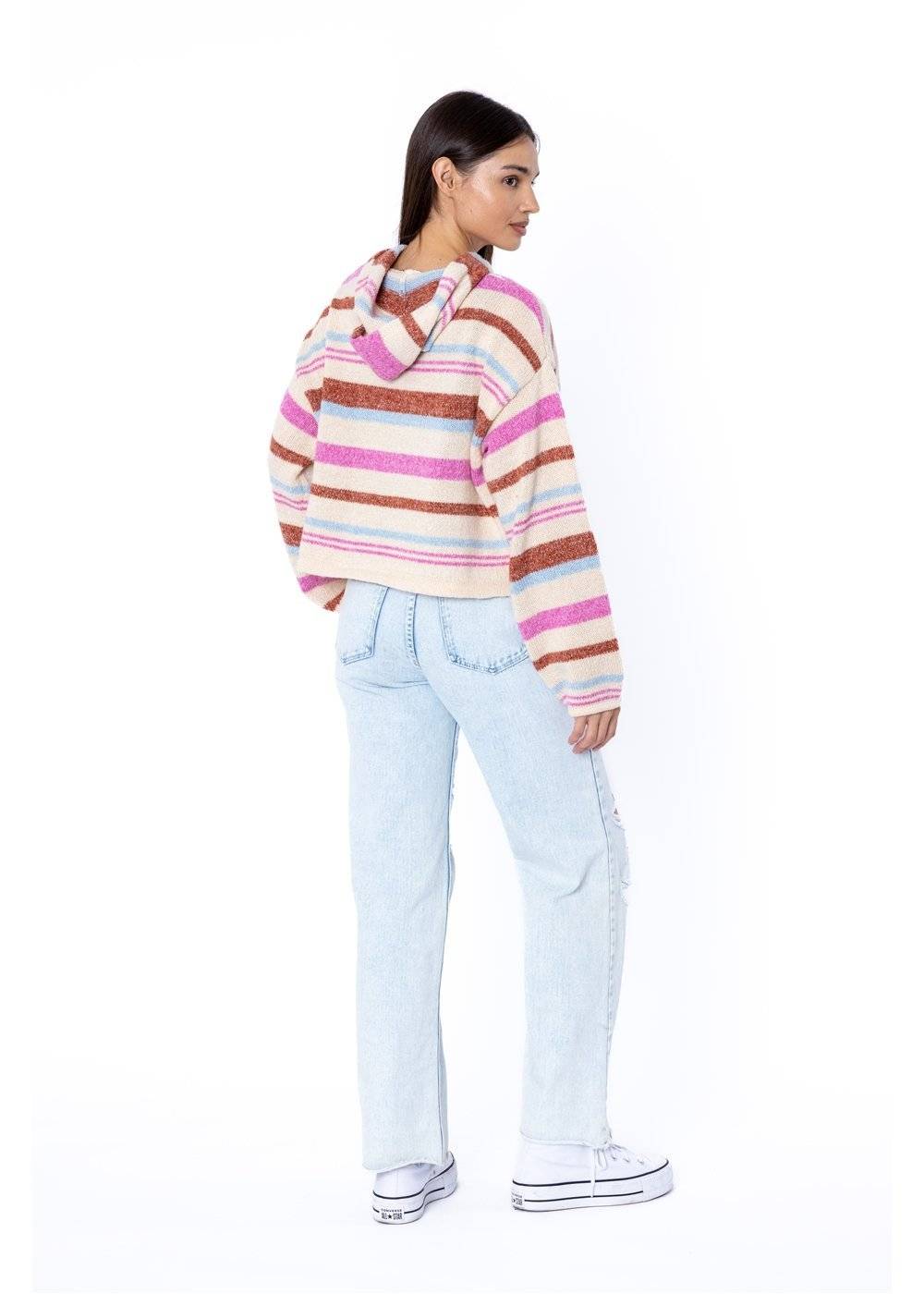 Sisstrevolution Women's Seabrook Striped Hooded Jumper, Polyester