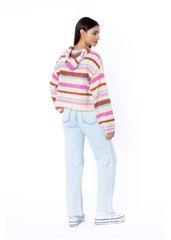 Sisstrevolution Women's Seabrook Striped Hooded Jumper, Polyester
