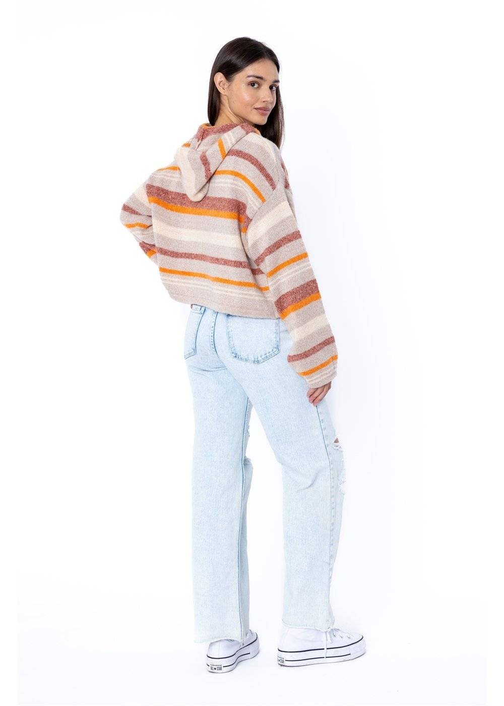 Sisstrevolution Women's Seabrook Striped Hooded Jumper, Polyester