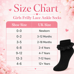 Girls' Cotton Rich Frilly Ankle Socks 6 Pairs Durable Breathable Sculpted Heels