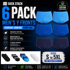Men's Cotton Y-Front Briefs 6 Pack – 100% Cotton, S–5XL