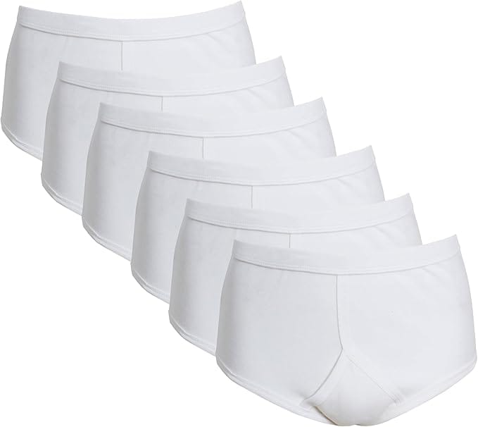 Men's Cotton Y-Front Briefs 6 Pack – 100% Cotton, S–5XL