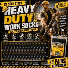Men's Heavy Duty Work Socks 24 Pairs Cushion Sole Reinforced Toe And Heel Black