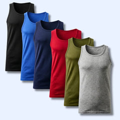 Men's Gym Muscle Vests 6 Pack – Cotton Blend, Fitted