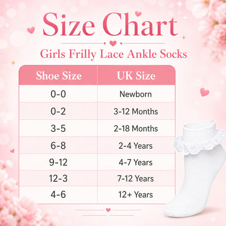 White Girls' Tutu Frilly Ankle Socks With Lace And Bow 6 Pairs Cotton Rich