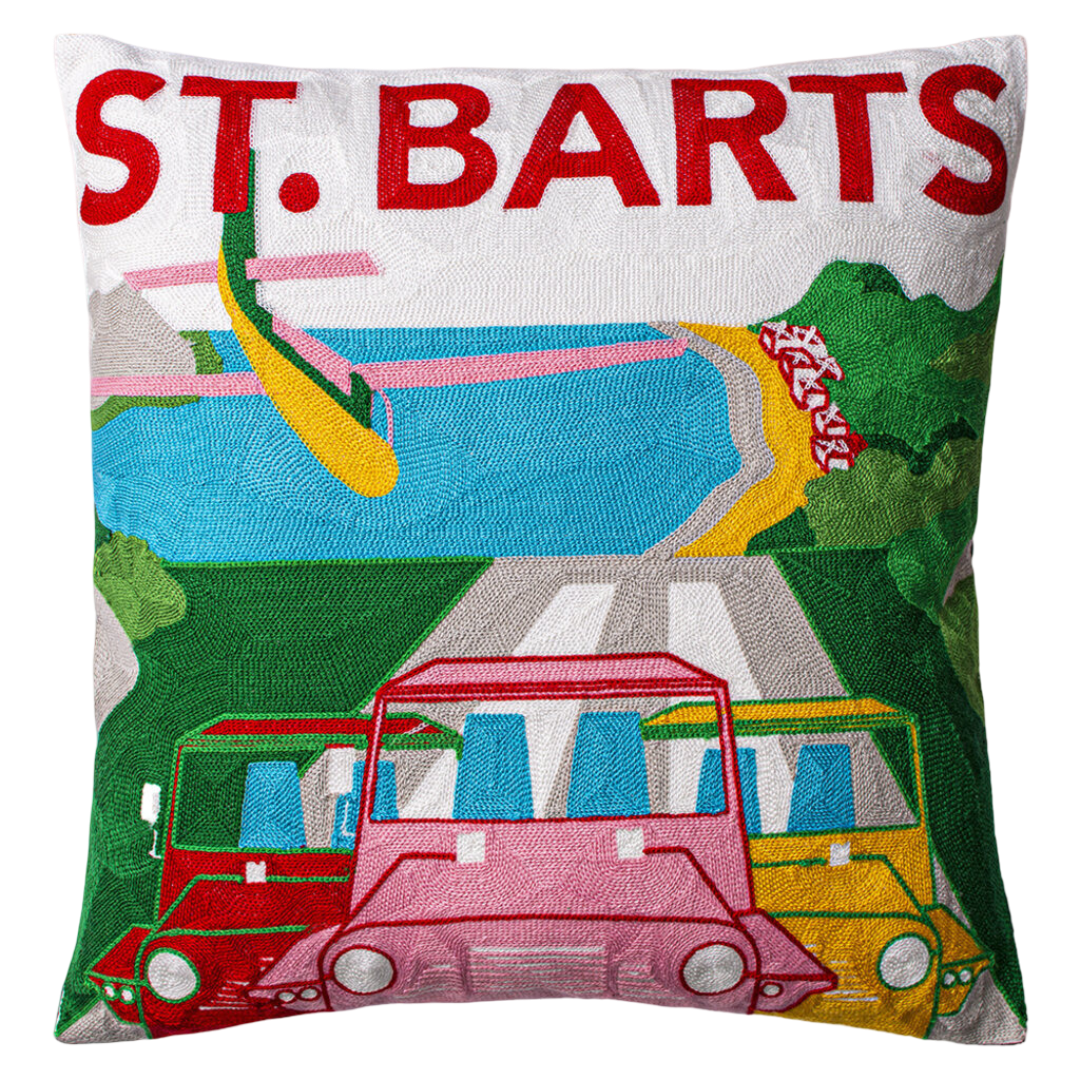 St. Barts Tropical Needlepoint Cushion – Island Design, 45cm