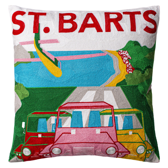 St. Barts Tropical Needlepoint Cushion, Island Design, 45cm
