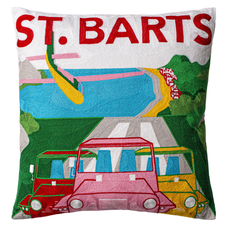 St. Barts Tropical Needlepoint Cushion – Island Design, 45cm
