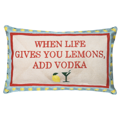 When Life Gives You Lemons, Add Vodka Cushion – 45cm, Green Velvet