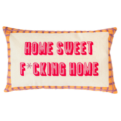 Home Sweet F*cking Home Needlepoint Cushion – 45cm, Pink Velvet Back