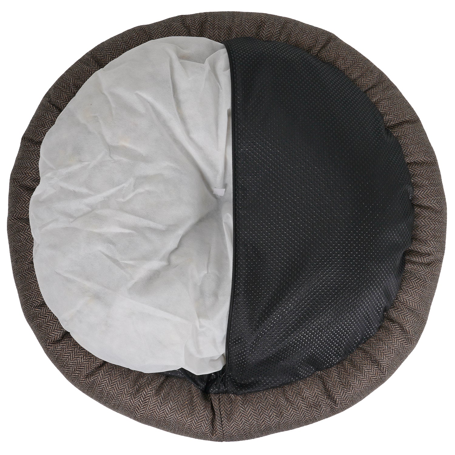 Ralph & Co Lincoln Tweed Donut Dog Bed with Faux Fur Lining