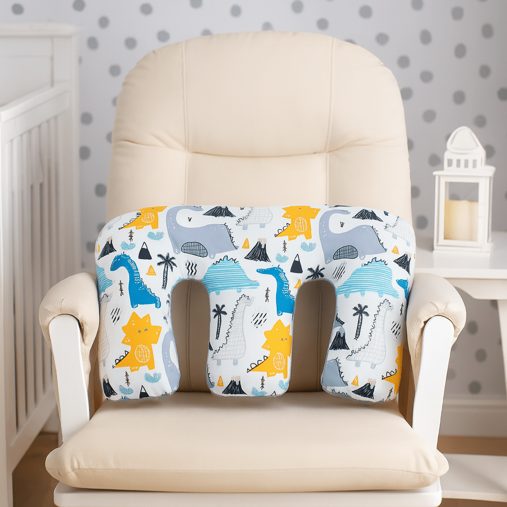 Twin Nursing Pillow – Dino Print, Tandem Feeding Support