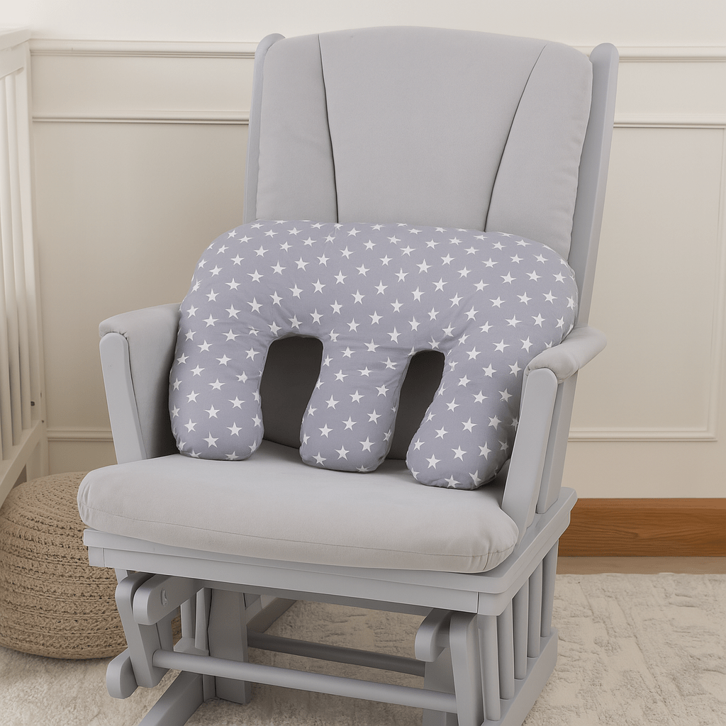 Twin Nursing Pillow – White Stars, Tandem Feeding Support
