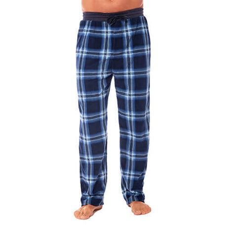 Men's Fleece Lounge Pyjama Pants Checkered Design Elastic Waistband Relaxed