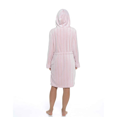 Women's Hooded Fleece Bathrobe Zip Closure Ultra Soft Cosy Loungewear
