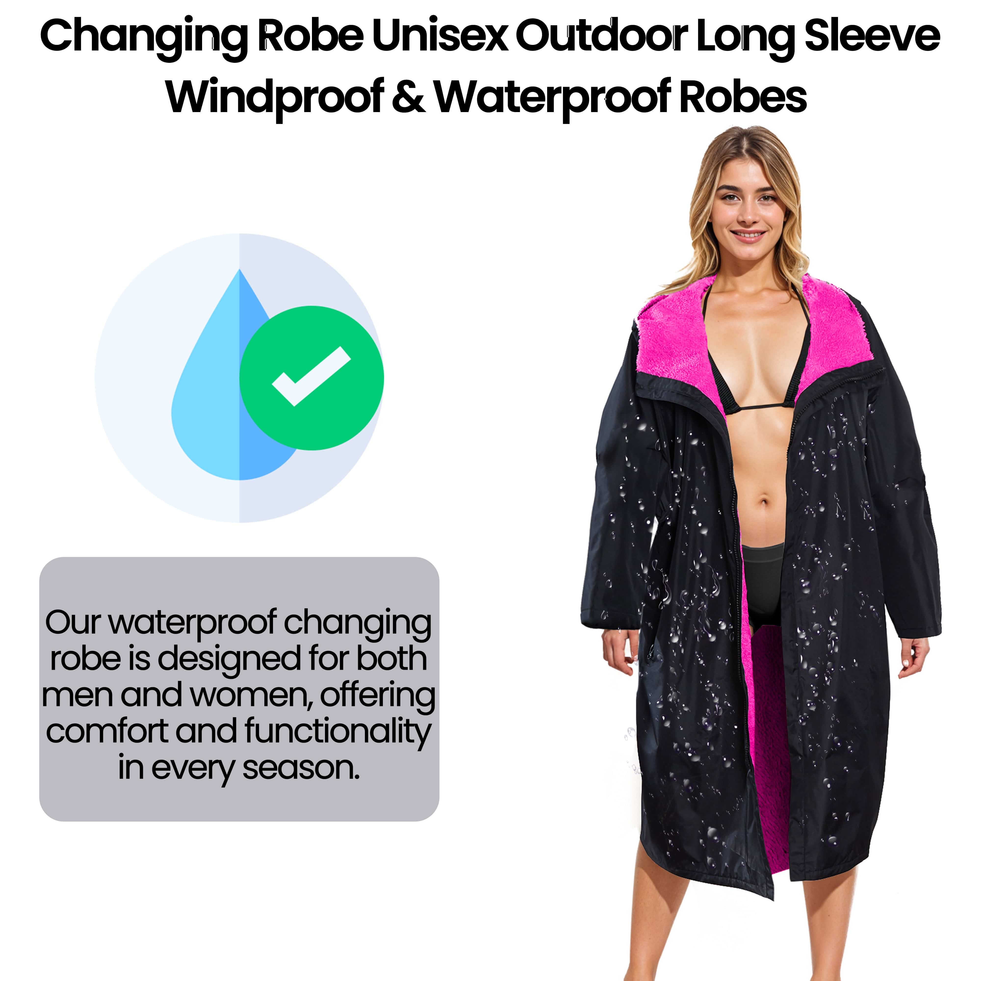 Changing Robe Hooded Unisex Adults Waterproof Windproof Outdoor Coat