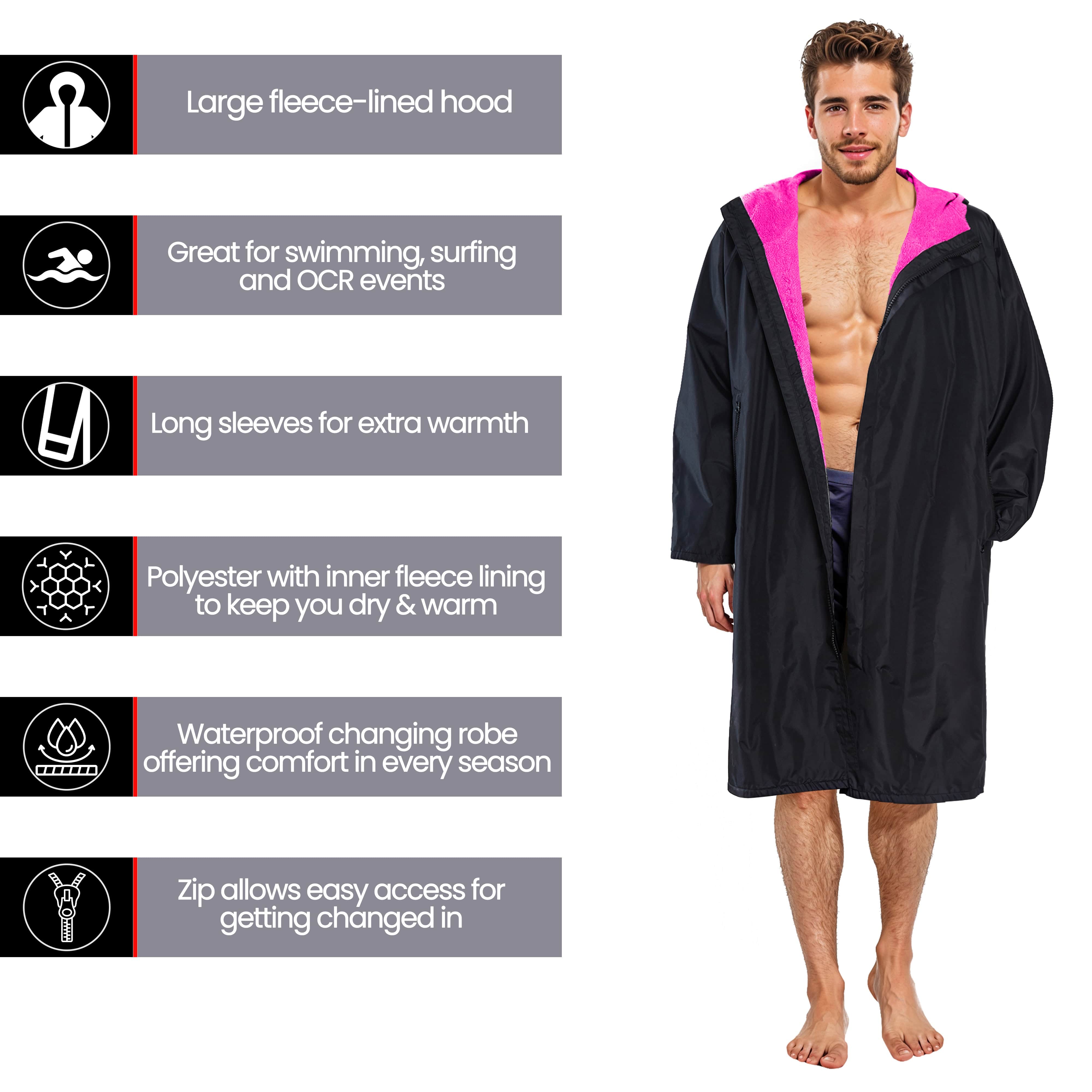 Changing Robe Hooded Unisex Adults Waterproof Windproof Outdoor Coat