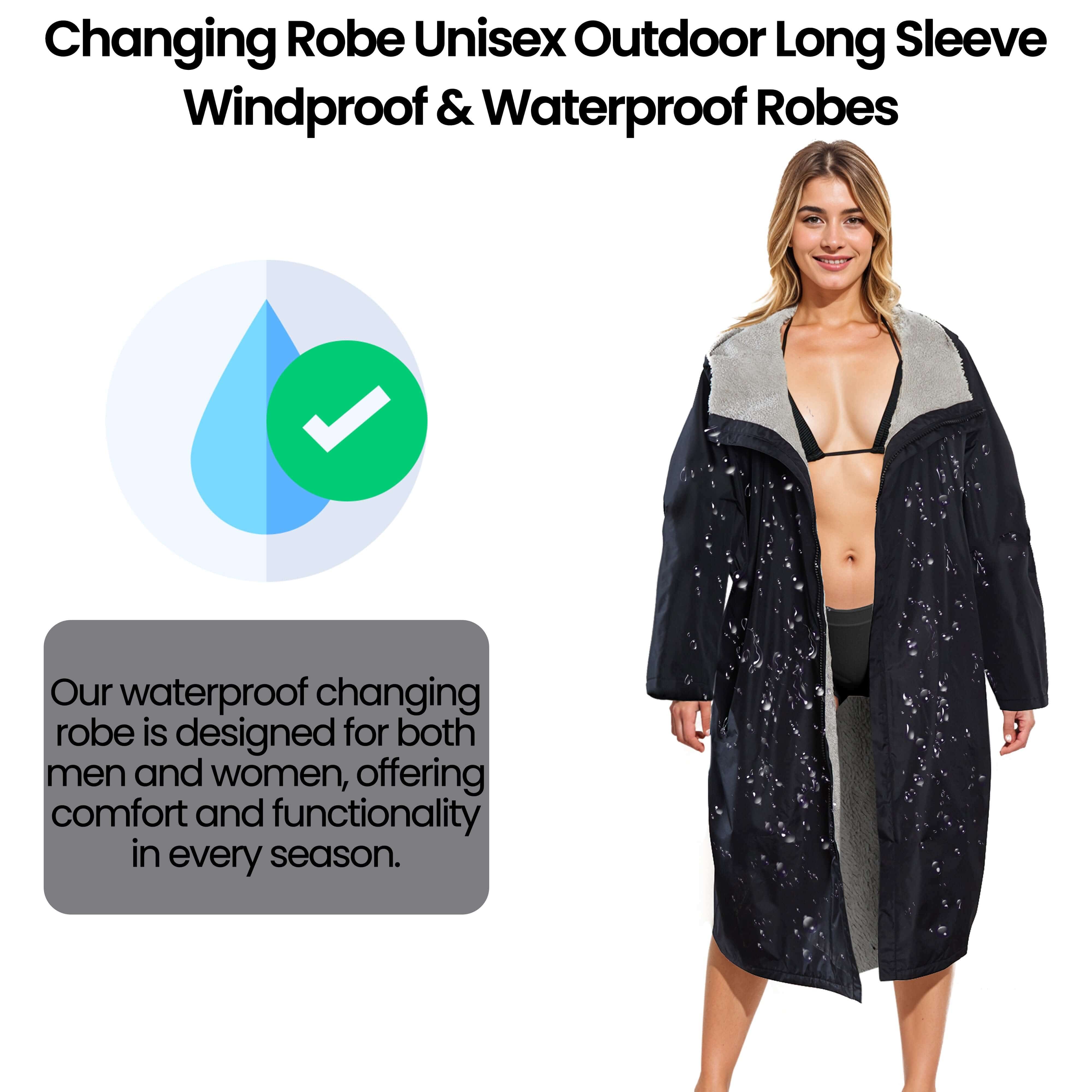 Unisex Waterproof Windproof Changing Robe Hooded Outdoor Coat