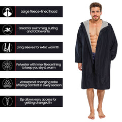 Unisex Waterproof Windproof Changing Robe Hooded Outdoor Coat