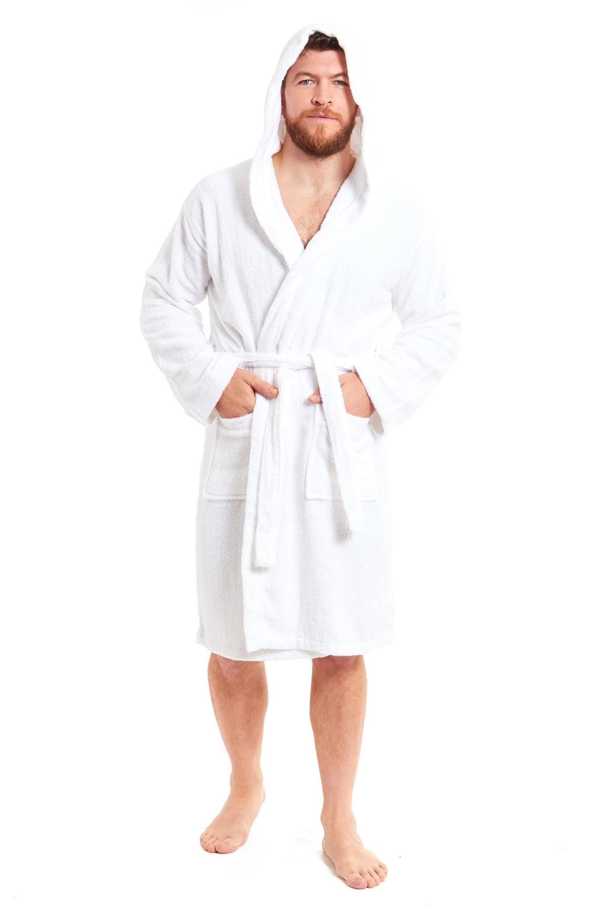 Unisex Bamboo Hooded Dressing Gown Towelling Bath Robe Super Soft Machine Washable
