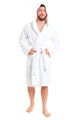 Unisex Bamboo Hooded Dressing Gown Towelling Bath Robe Super Soft Machine Washable