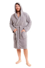 Unisex Bamboo Hooded Dressing Gown Towelling Bath Robe Super Soft Machine Washable