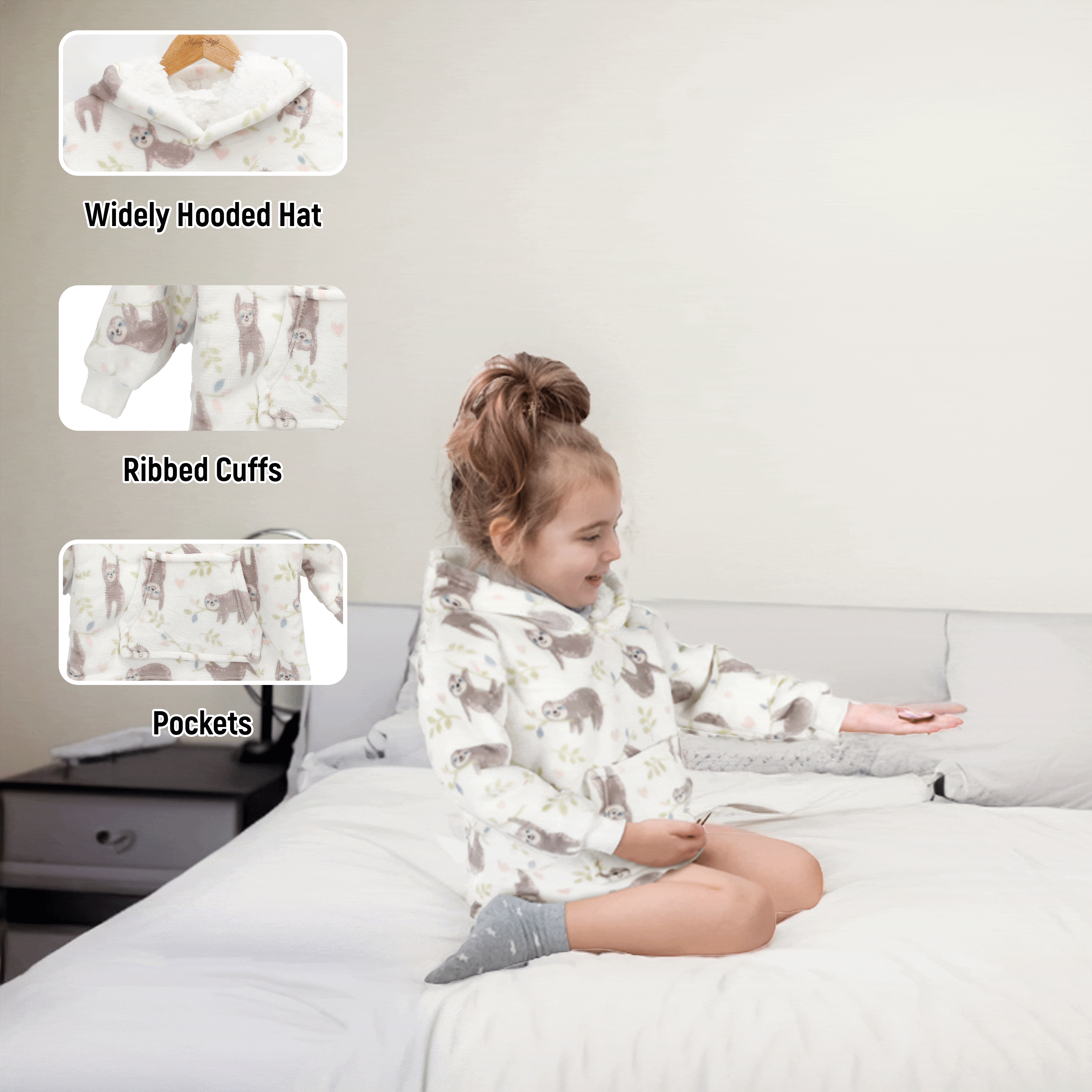 Infant Hoodie Blanket 0-2 Years Unisex Safari Sloth Ultra Soft