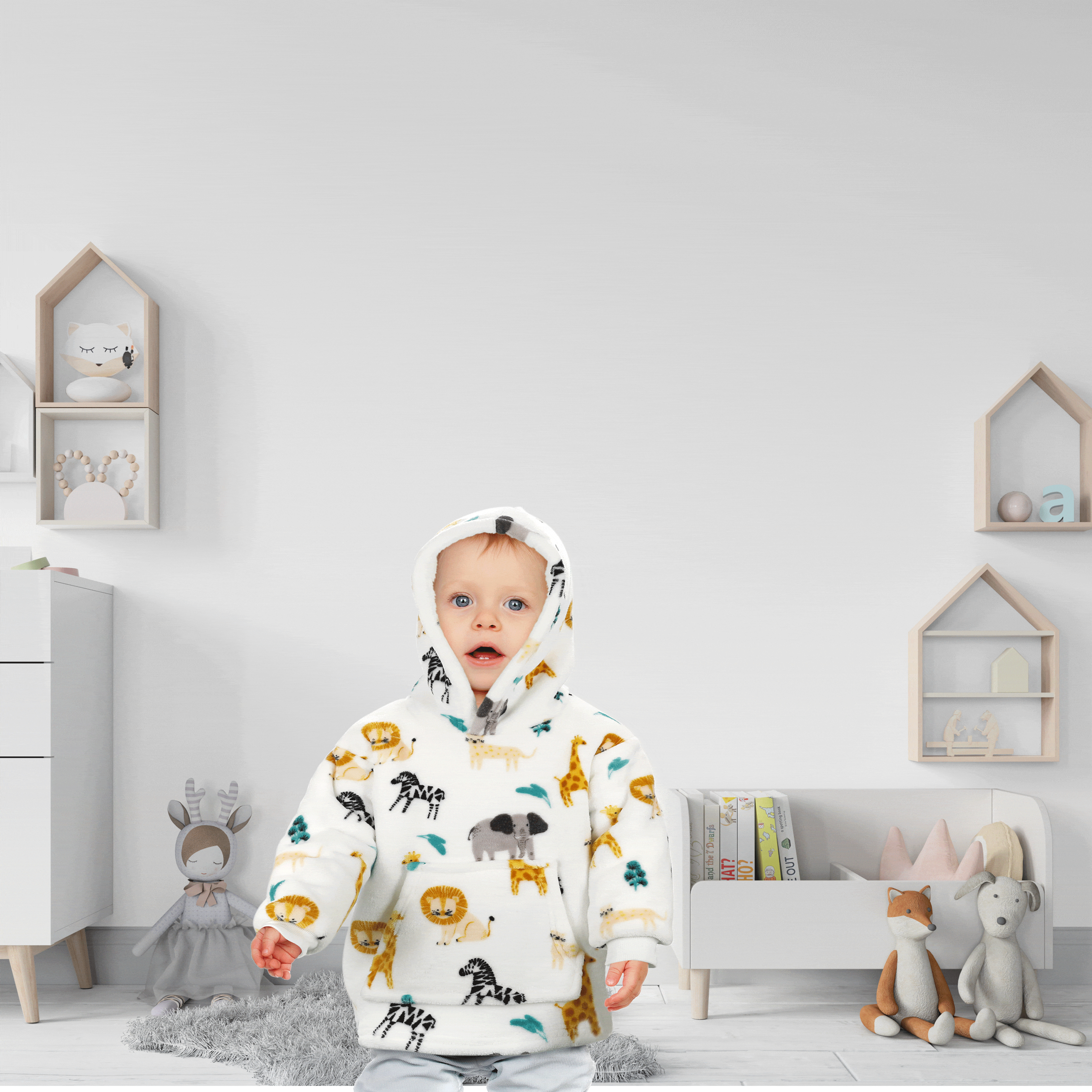 Infant Hoodie Blanket 0-2 Years Unisex Safari Sloth Ultra Soft