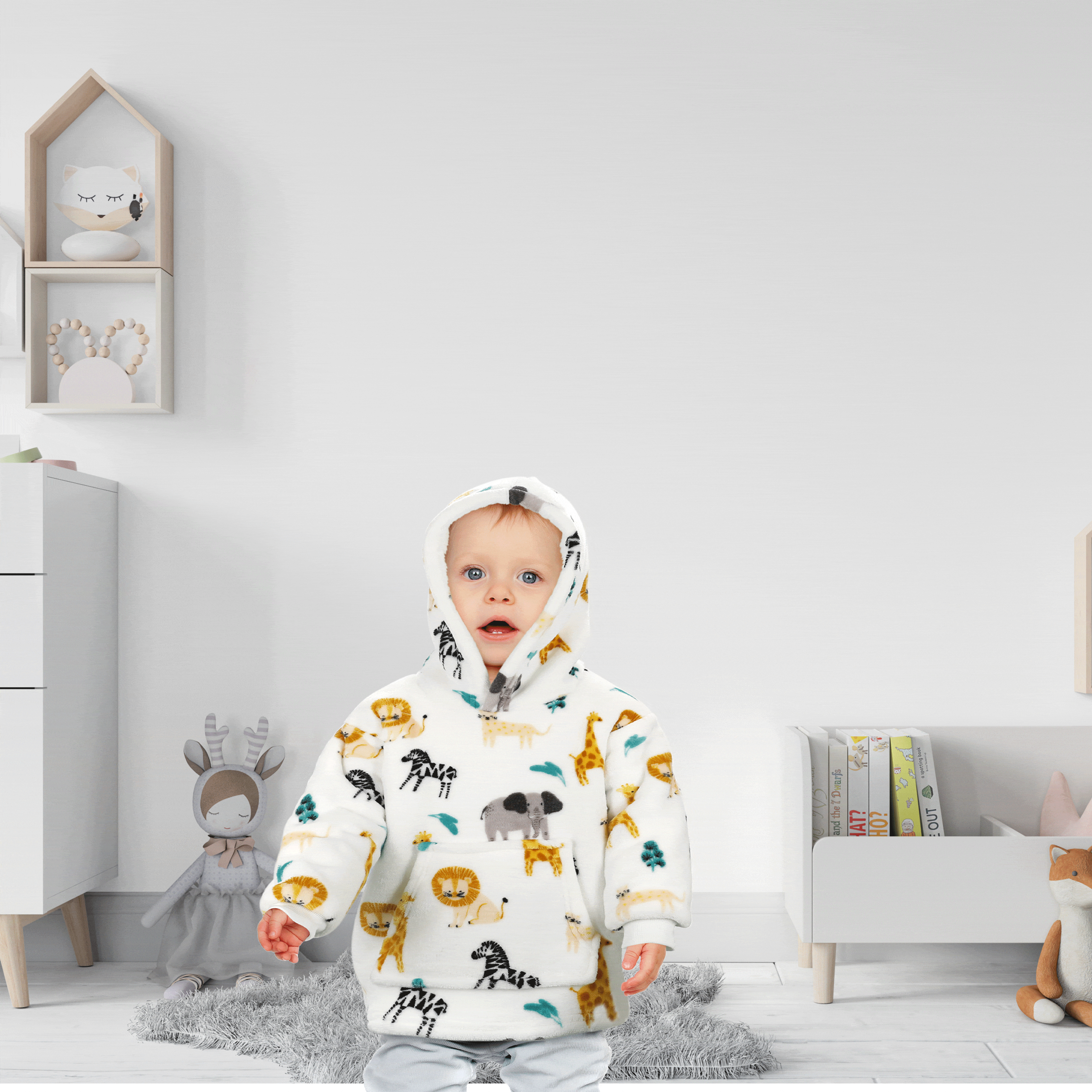 Infant Hoodie Blanket 0-2 Years Unisex Safari Sloth Ultra Soft