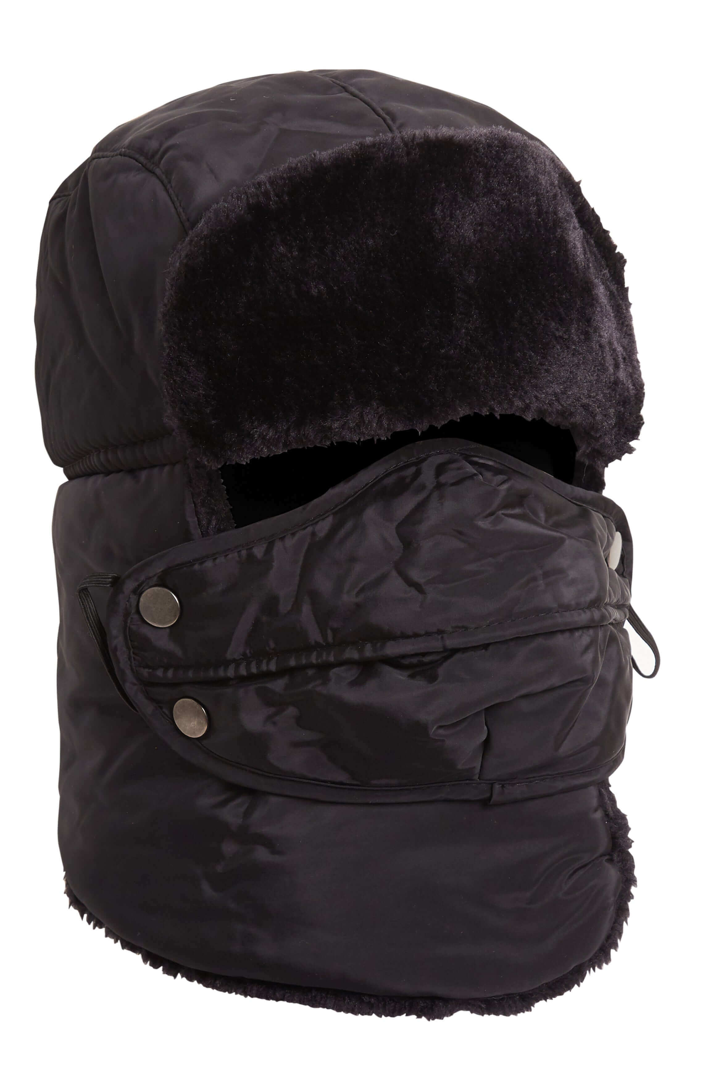 3 In 1 Trapper Hat With Removable Face Cover Fur Lined Showerproof