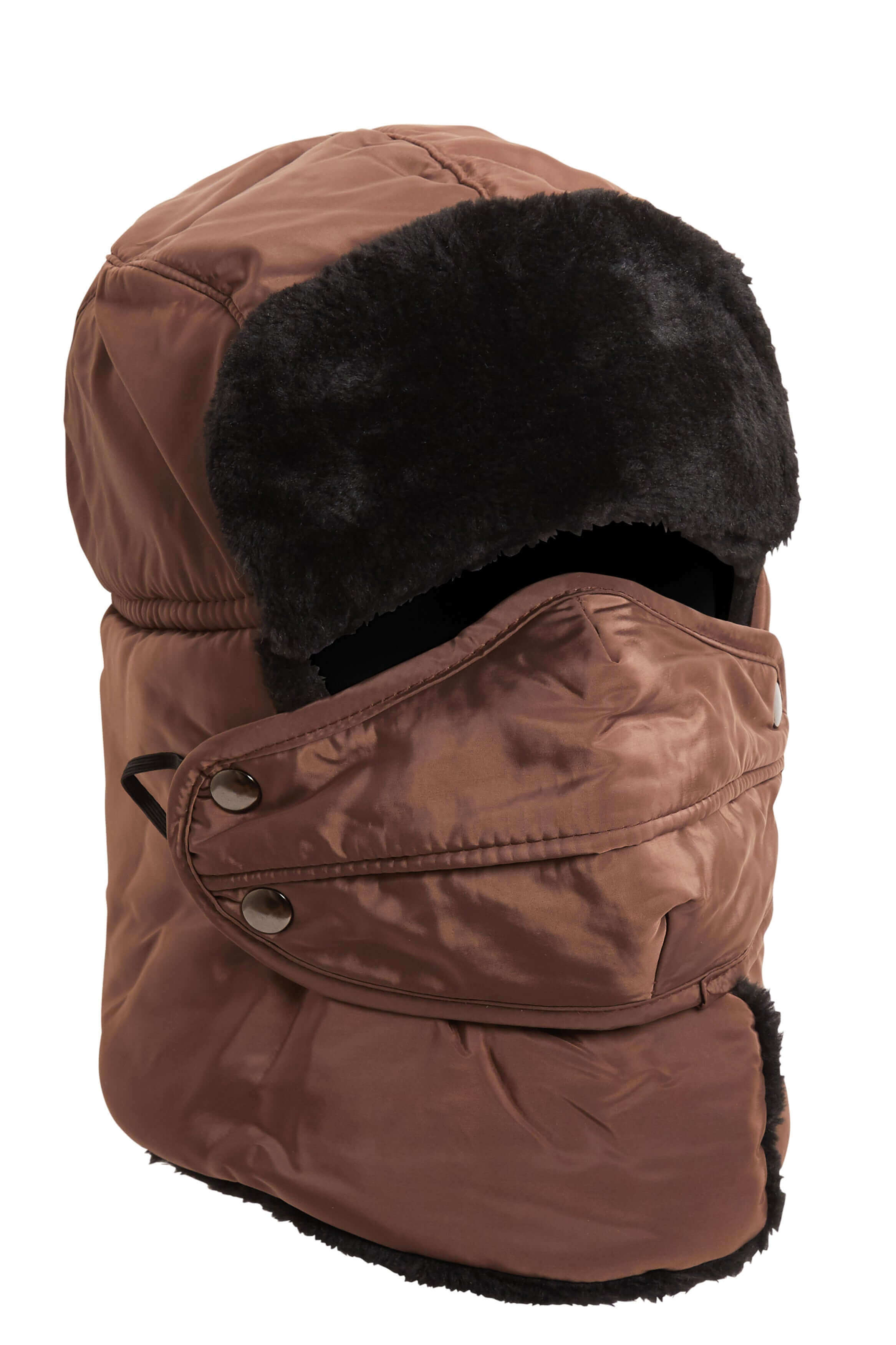 3 In 1 Trapper Hat With Removable Face Cover Fur Lined Showerproof