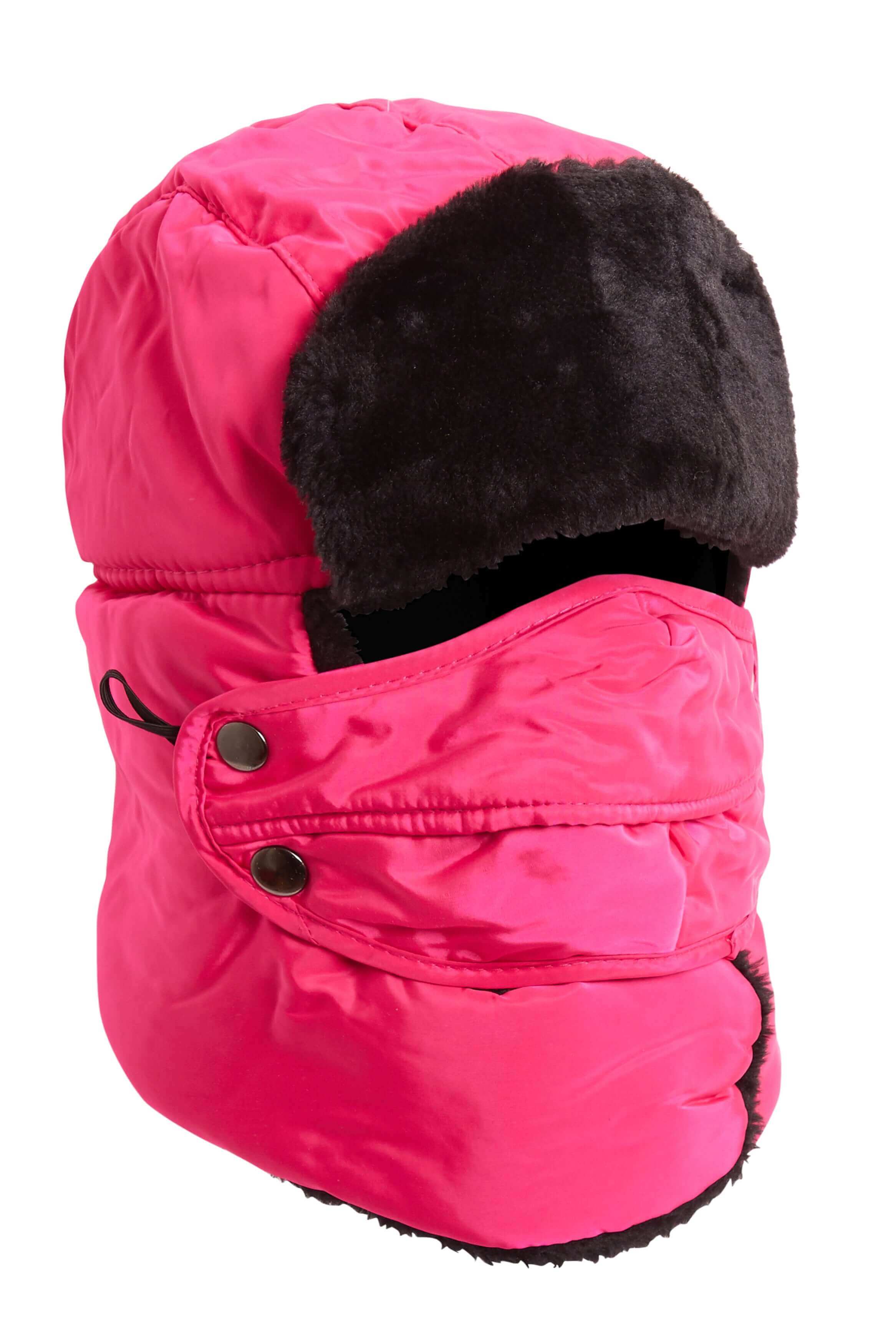 3 In 1 Trapper Hat With Removable Face Cover Fur Lined Showerproof