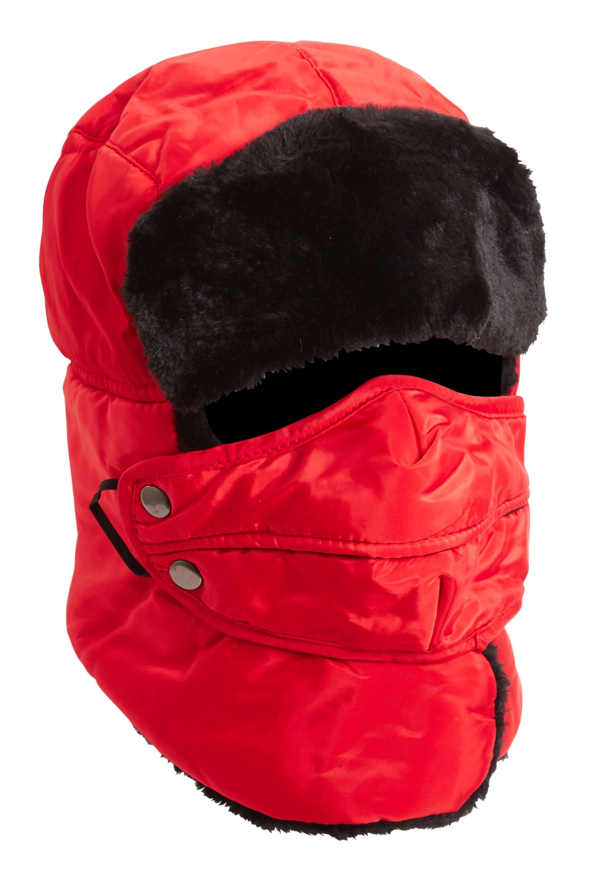 3 In 1 Trapper Hat With Removable Face Cover Fur Lined Showerproof