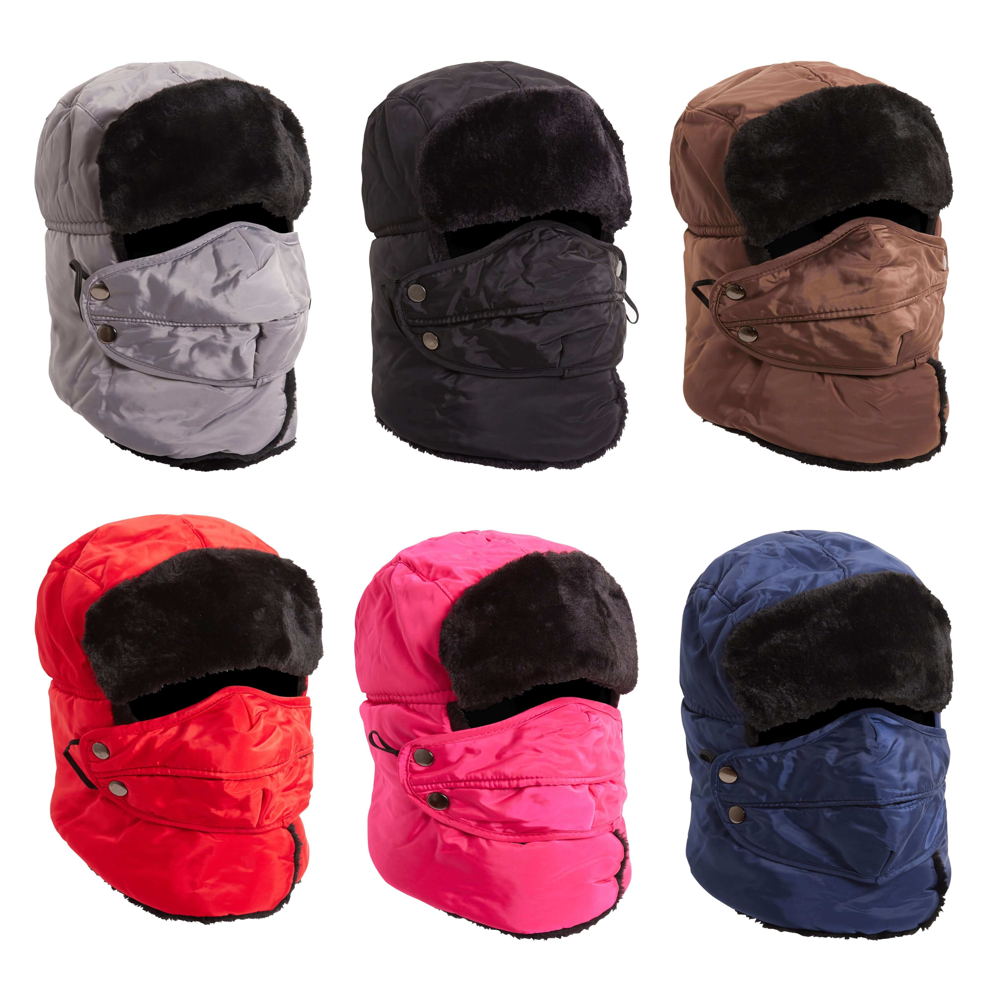 3 In 1 Trapper Hat With Removable Face Cover Fur Lined Showerproof