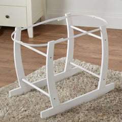 Moses Basket Rocking Stand – White Deluxe, Fits Standard Baskets